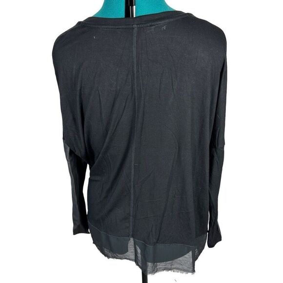 Black athletic tunic with leather sleeve accent - Picture 5 of 8